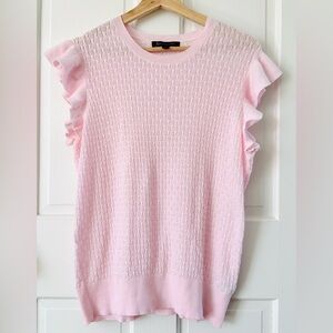 Brooks Brothers Light Pink Ruffle Shoulder Sleeveless Knit Top Sweater Vest L